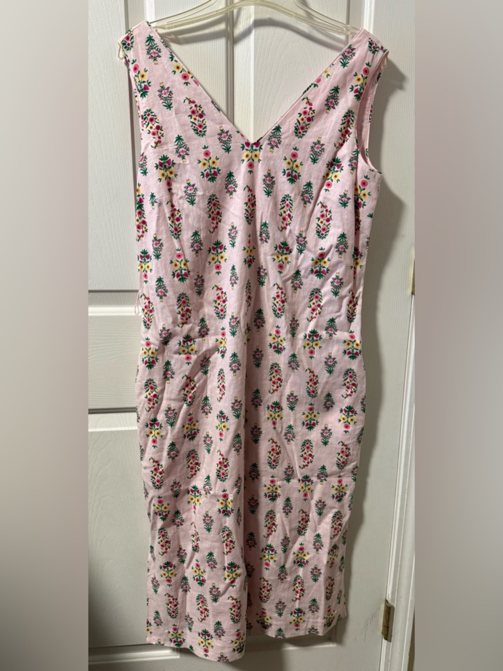 Ann Taylor Pink Sleeveless Sheath Dress Floral NWT Pockets Sz 6 Linen Blend